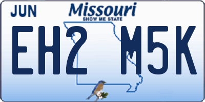MO license plate EH2M5K