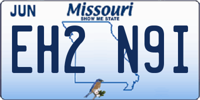 MO license plate EH2N9I