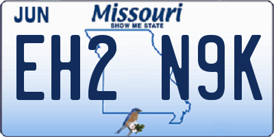 MO license plate EH2N9K