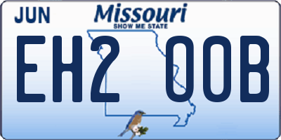 MO license plate EH2O0B