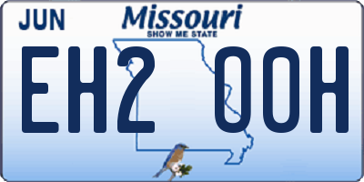MO license plate EH2O0H