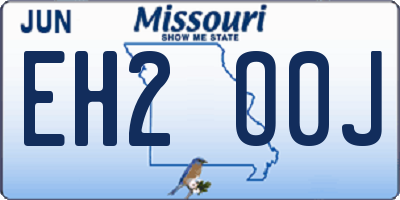 MO license plate EH2O0J