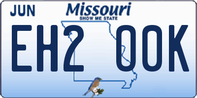 MO license plate EH2O0K