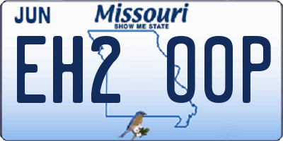 MO license plate EH2O0P