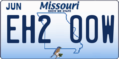 MO license plate EH2O0W