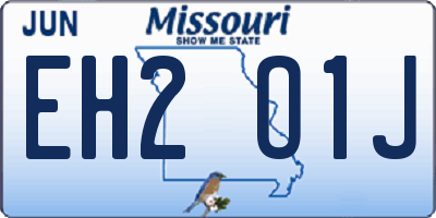 MO license plate EH2O1J