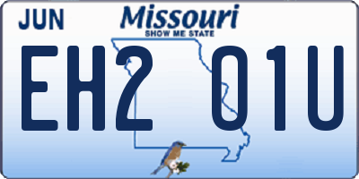 MO license plate EH2O1U