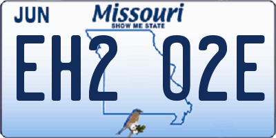 MO license plate EH2O2E