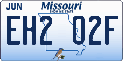 MO license plate EH2O2F