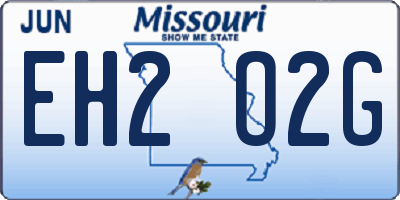 MO license plate EH2O2G
