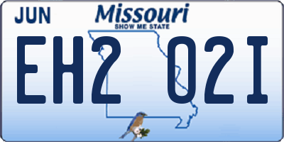 MO license plate EH2O2I