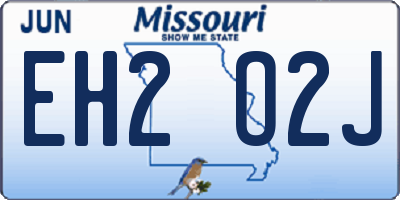 MO license plate EH2O2J