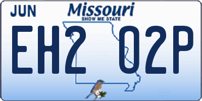 MO license plate EH2O2P