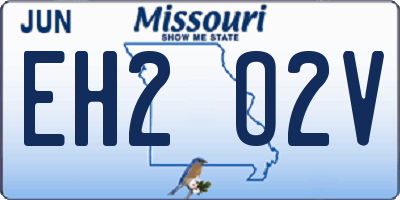MO license plate EH2O2V