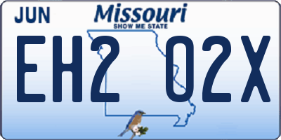 MO license plate EH2O2X