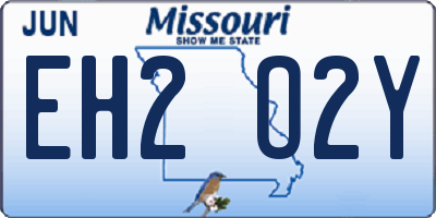 MO license plate EH2O2Y