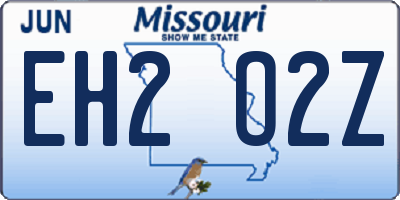 MO license plate EH2O2Z
