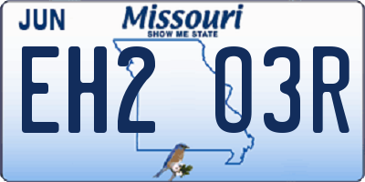 MO license plate EH2O3R