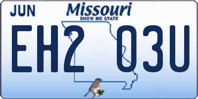 MO license plate EH2O3U