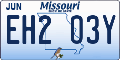 MO license plate EH2O3Y