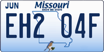 MO license plate EH2O4F
