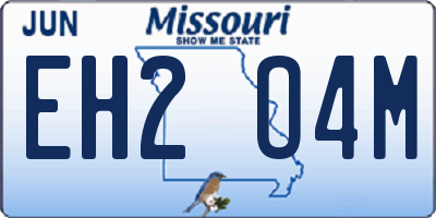 MO license plate EH2O4M