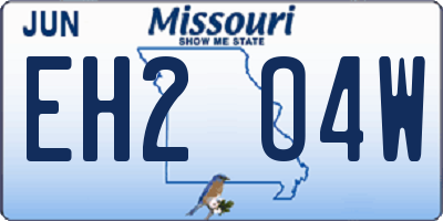 MO license plate EH2O4W