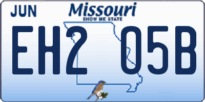 MO license plate EH2O5B