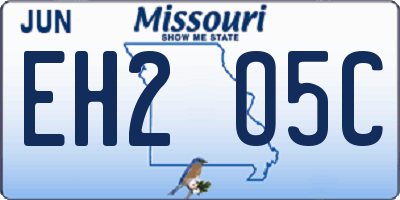 MO license plate EH2O5C