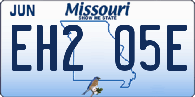 MO license plate EH2O5E