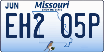 MO license plate EH2O5P