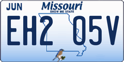 MO license plate EH2O5V