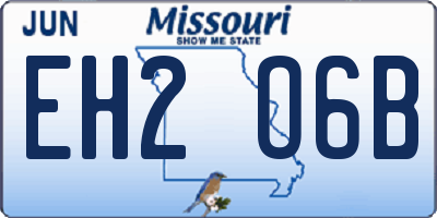 MO license plate EH2O6B
