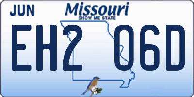 MO license plate EH2O6D