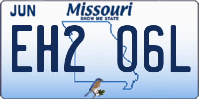 MO license plate EH2O6L