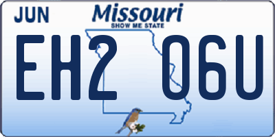 MO license plate EH2O6U
