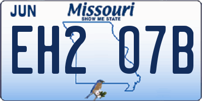MO license plate EH2O7B