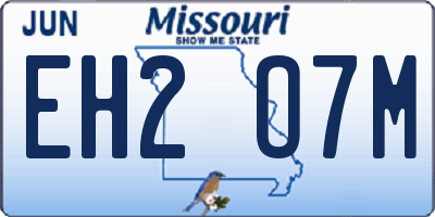 MO license plate EH2O7M