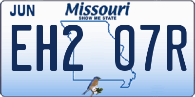MO license plate EH2O7R
