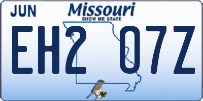 MO license plate EH2O7Z