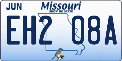 MO license plate EH2O8A