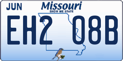 MO license plate EH2O8B