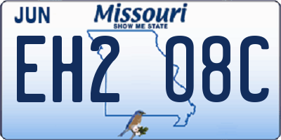 MO license plate EH2O8C