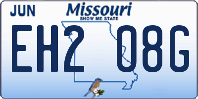 MO license plate EH2O8G