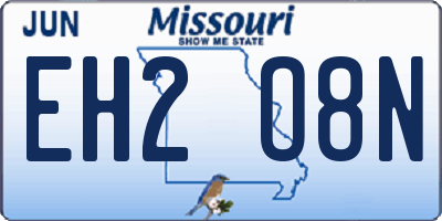 MO license plate EH2O8N