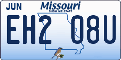 MO license plate EH2O8U