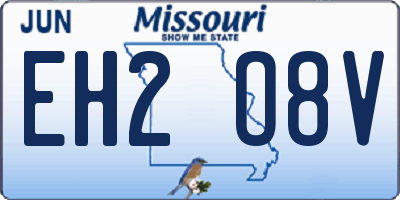 MO license plate EH2O8V