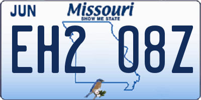 MO license plate EH2O8Z