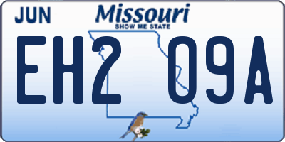 MO license plate EH2O9A