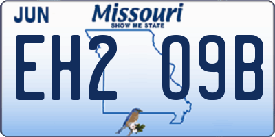 MO license plate EH2O9B
